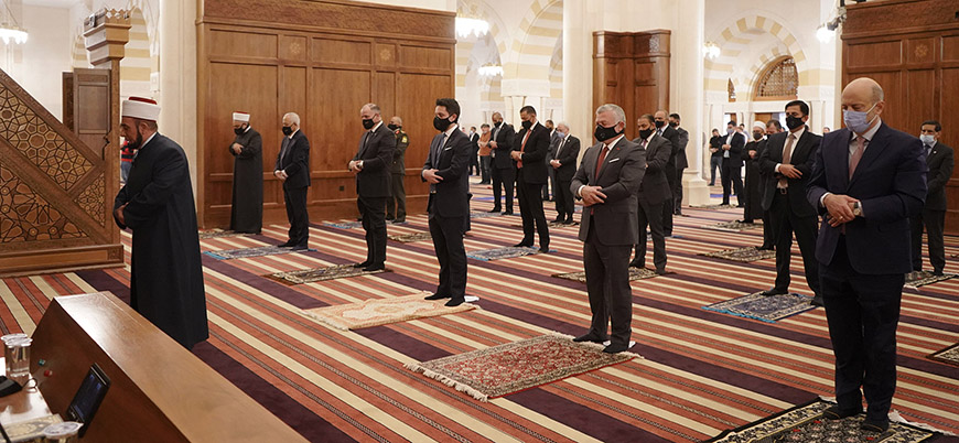 His Majesty King Abdullah and HRH Crown Prince Hussein join worshippers in performing Eid Al Adha prayer at the King Hussein Bin Talal Mosque on Friday  (Photo courtesy of Royal Court)